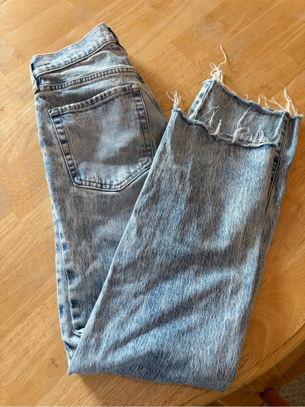 PacSun Light Blue Cropped Straight Jeans with Raw Hem